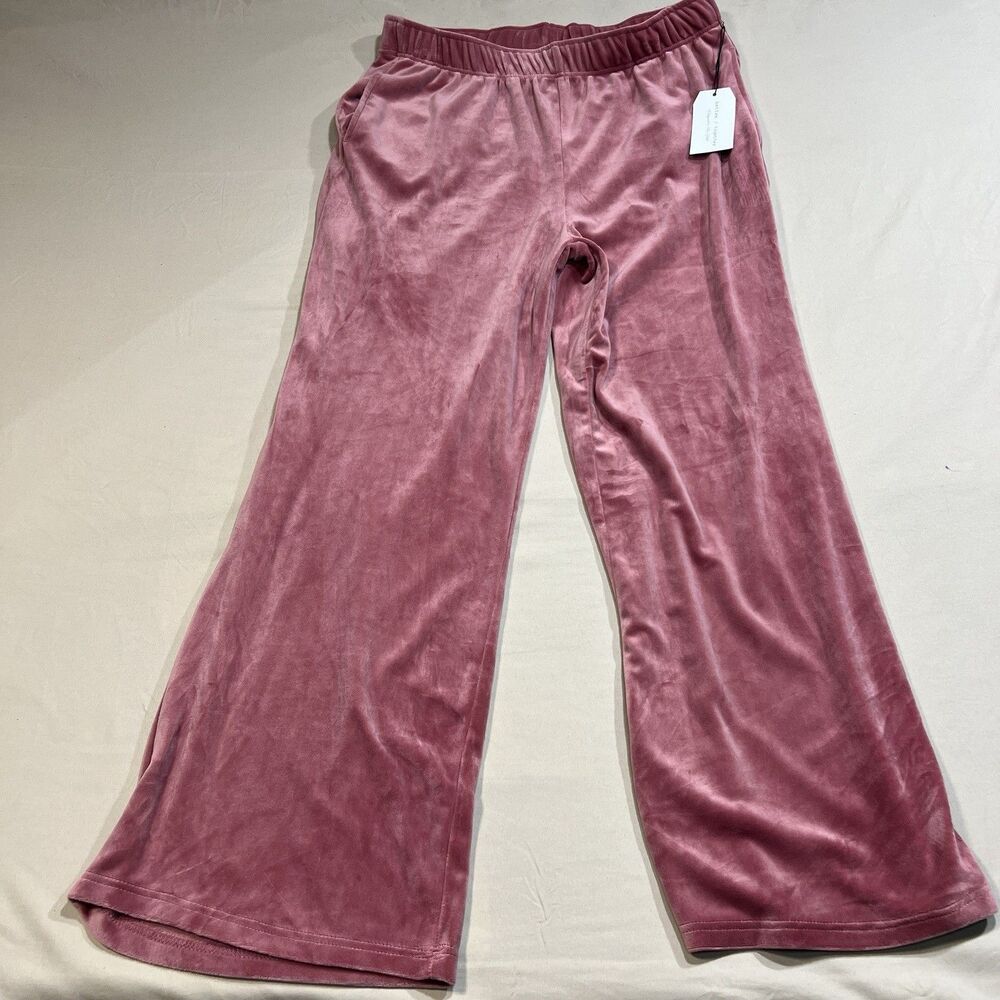 Better Together Pink Velvet Wide Leg Pants XL New Pull On Stretch NWT